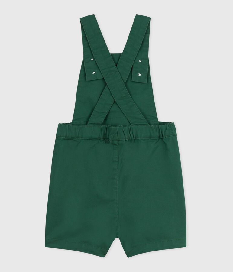 Babies' short-legged cotton twill dungarees green