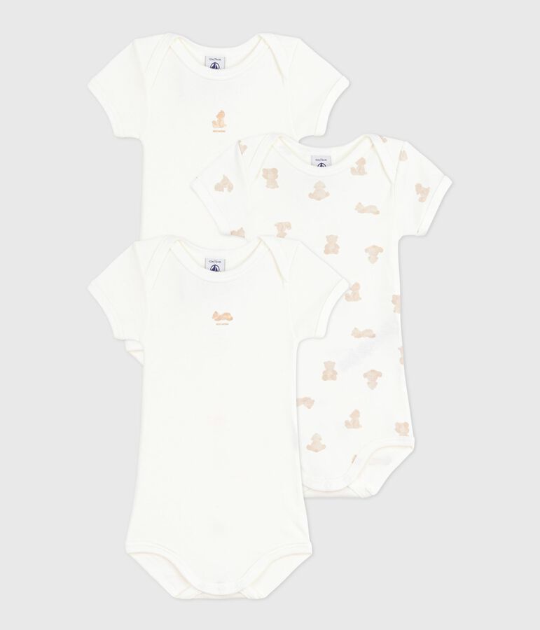 Pack of babies' short-sleeved bear-print cotton bodies multicolor