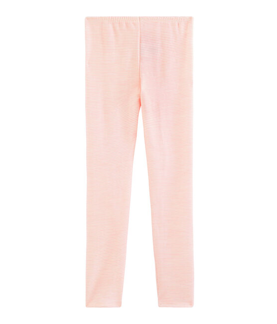 Children's Leggings in Wool and Cotton CHARME pink/MARSHMALLOW white