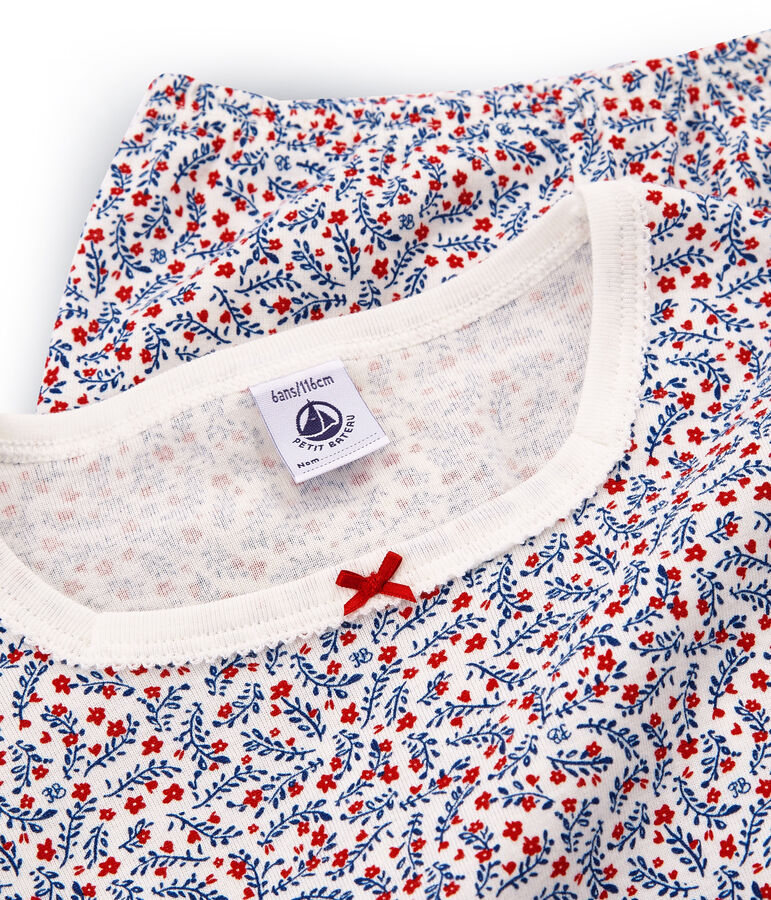 Girls' short Pyjamas MARSHMALLOW white/MULTICO white