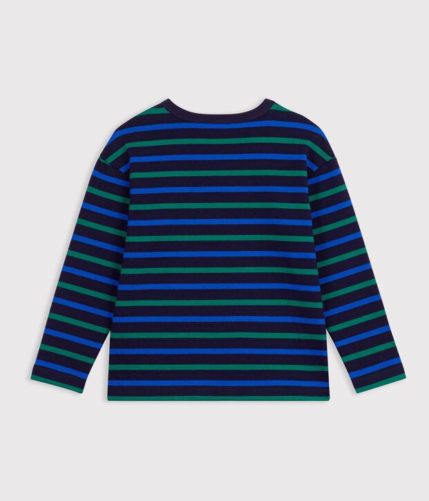 Children's cotton Breton top blue/blue/green