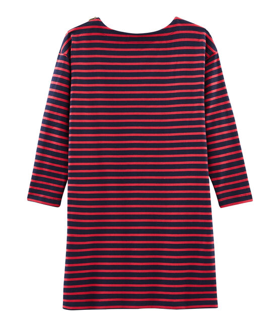 Women's Long-Sleeved Dress SMOKING blue/SIGNAL red
