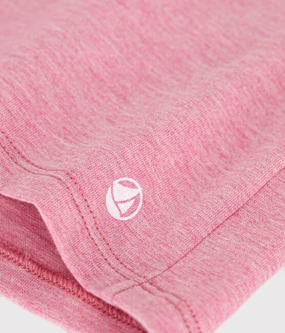 Girls' long-sleeved rib knit T-shirt ROSELINE CHINE pink