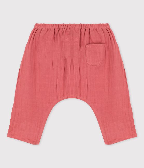 Babies' Plain Organic Cotton Gauze Harem Pants PAPAYE pink