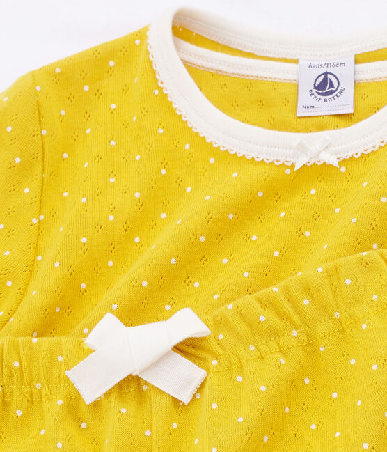Girls' short Pyjamas HONEY yellow/MARSHMALLOW white