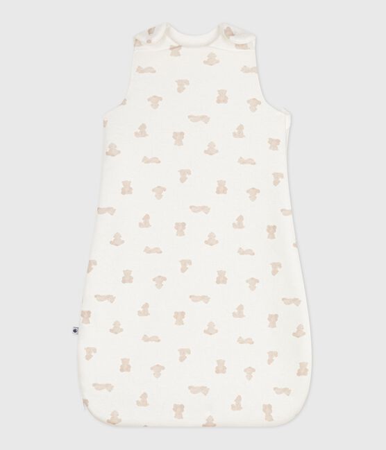 Babies' 2 TOG bear-print cotton sleeping bag MARSHMALLOW /BRUN