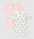 Girls' Short-Sleeved Floral Print Organic Cotton T-Shirts - 2-Pack