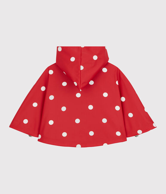 Babies' Spotted Rain Cape TERKUIT red/MARSHMALLOW white