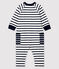 Babies' Unisex Long Jersey Jumpsuit MARSHMALLOW white/SMOKING blue
