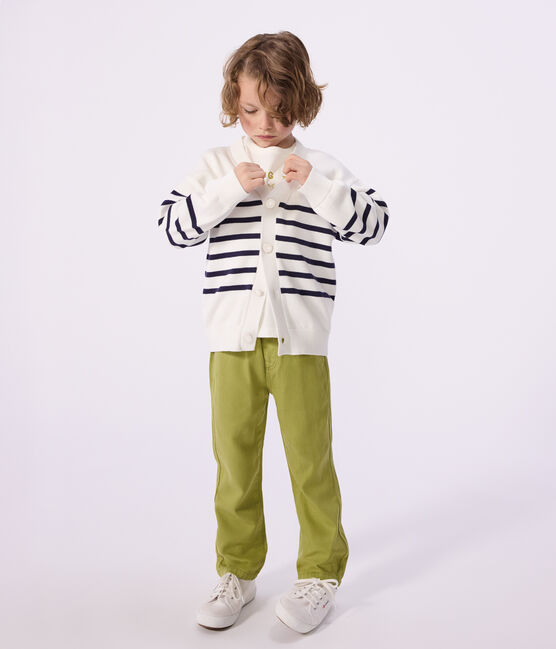 Children's stripy cotton cardigan MILK blue/SOIR