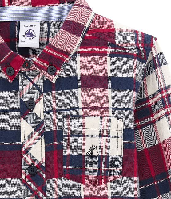 Boy's checked shirt in twill SMOKING blue/TERKUIT red/OGRE