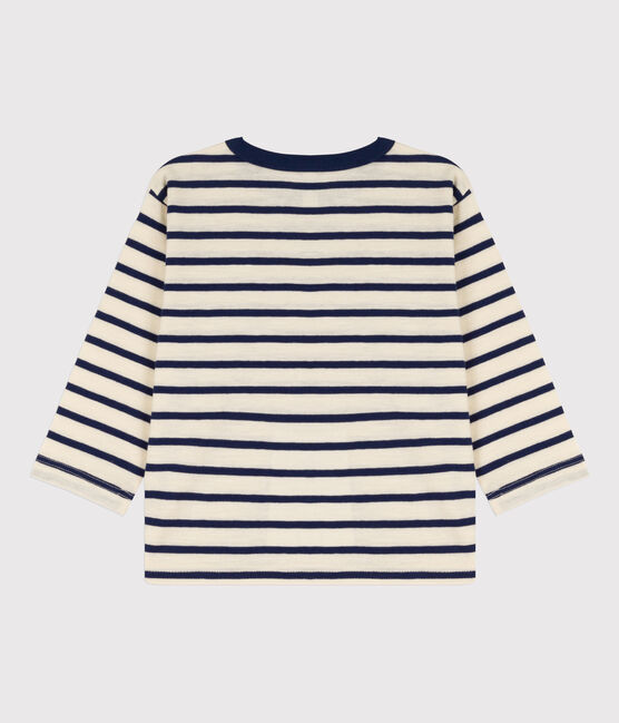 Babies' Long-Sleeved Cotton T-shirt AVALANCHE white/MEDIEVAL