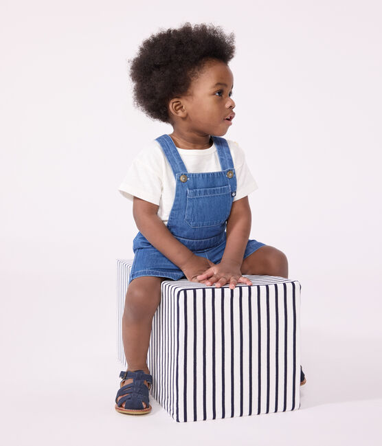 Babies' Light Denim Dungaree Shorts DENIM CLAIR blue