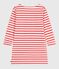 Children's long-sleeved stripy cotton dress FLEUR pink/SPICY