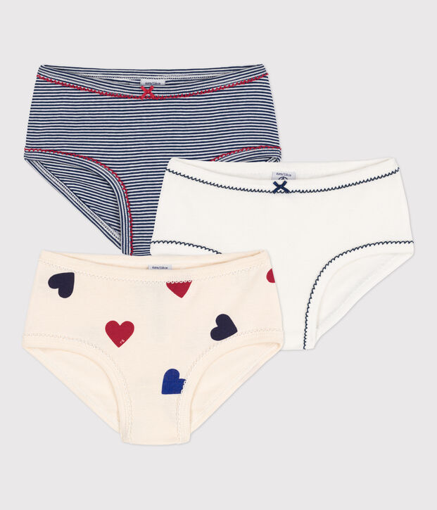 Girls' Heart Patterned Cotton Briefs - 3-Pack multicolor
