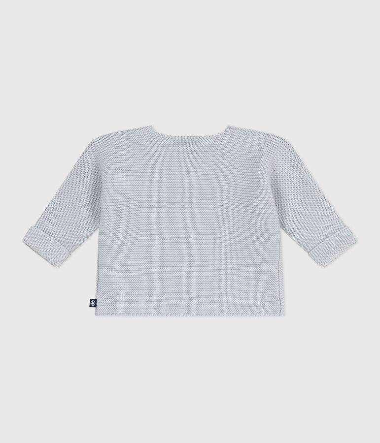 Babies' moss stitch cotton cardigan blue