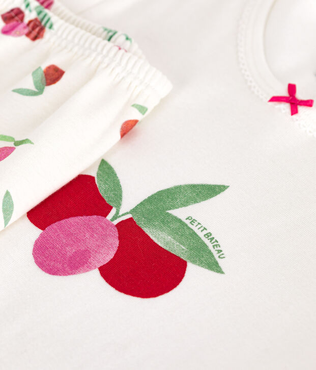 Children's short fruit print cotton pyjamas white/multicolor