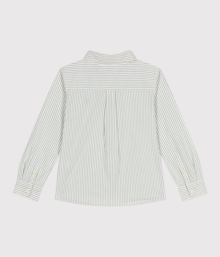 Children's long-sleeved stripy cotton shirt green/white