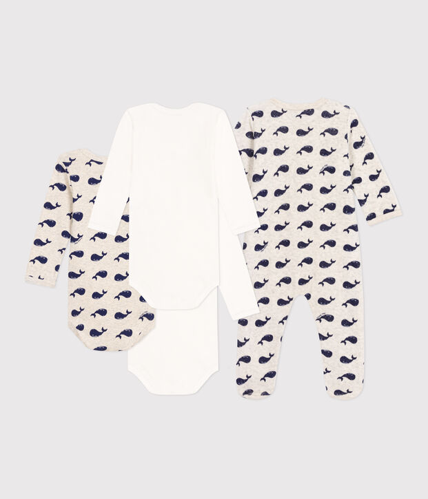 Babies' Pyjamas and 3-Pack of Whale Patterned Bodysuits multicolor