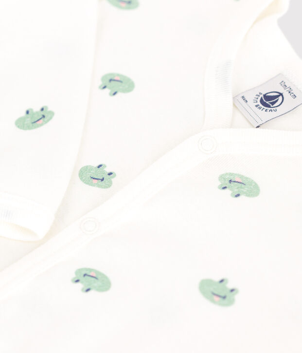 Babies' frog pattern cotton pyjamas white/multicolor