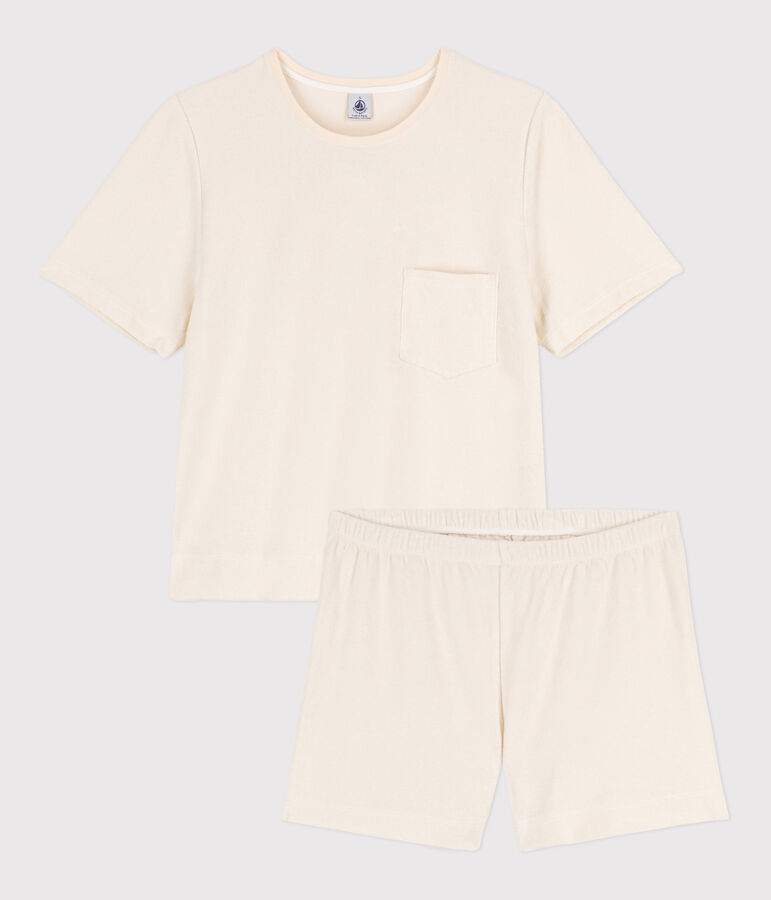 Women's Plain Terry Short Pyjamas Ecru