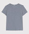 Women's Straight Round-Neck Cotton T-Shirt MEDIEVAL blue/MARSHMALLOW white