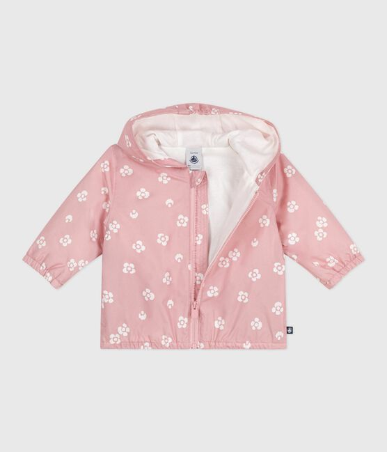 Babies' floral print windbreaker, pinstripe lining CHARME pink/MARSHMALLOW white