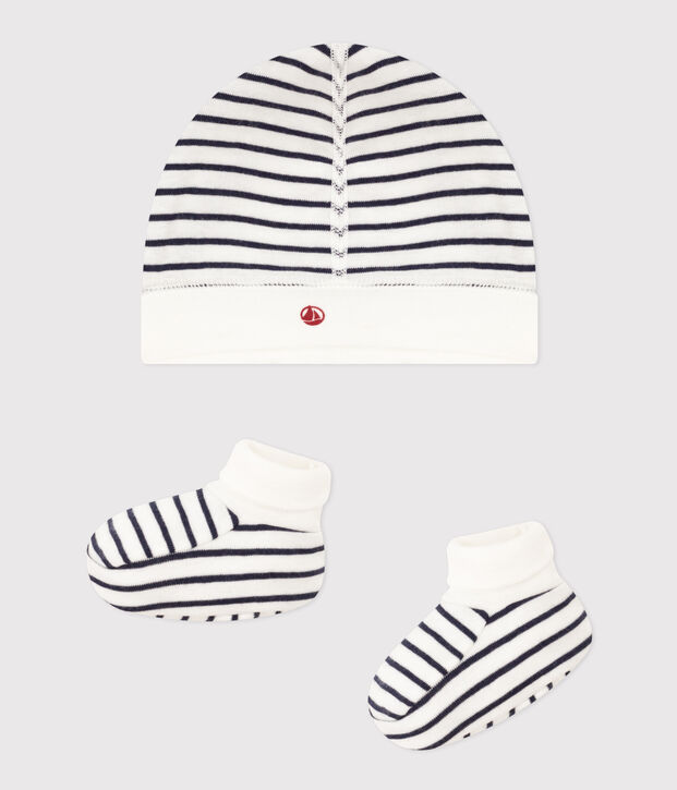 Babies' Breton Bonnet and Bootees Set multicolor