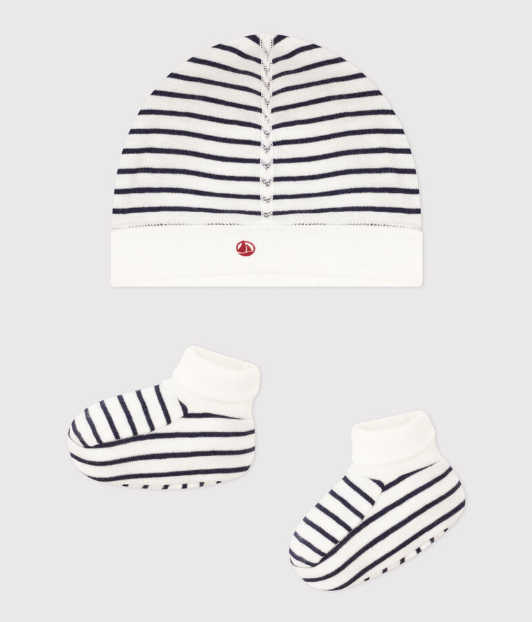 Babies' Breton Bonnet and Bootees Set multicolor