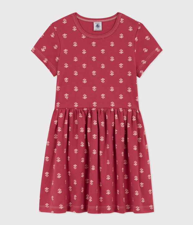 Girls' Cotton Print Dress pink/ecru