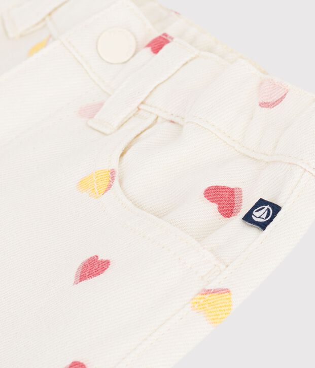 Children's wide-leg cotton trousers Ecru/multicolor
