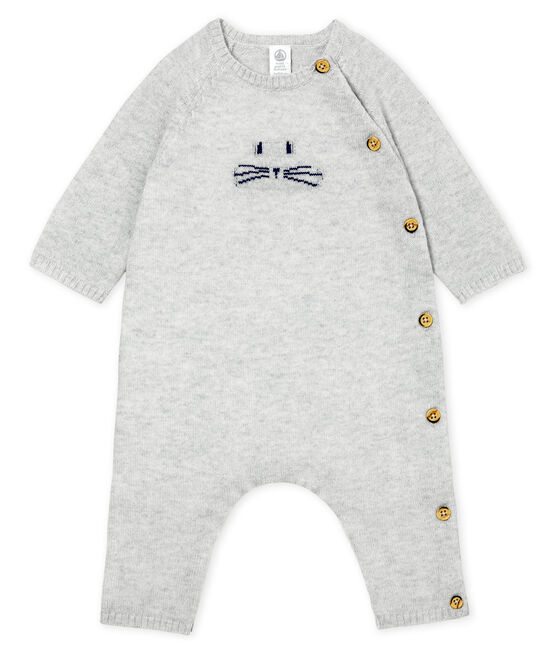 Long combination cashmere 'muzzle' POUSSIERE CHINE grey