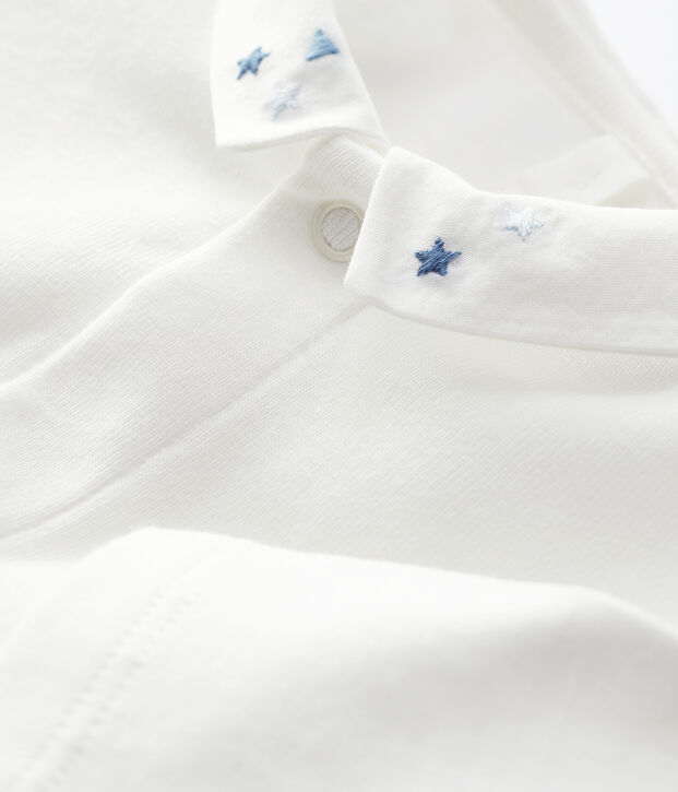 Baby Boys' Organic Cotton Bodysuit with Collar white