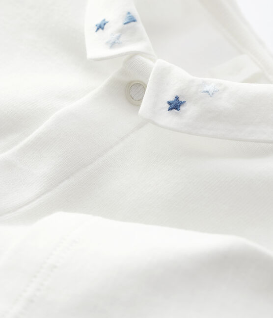 Baby Boys' Organic Cotton Bodysuit with Collar MARSHMALLOW white