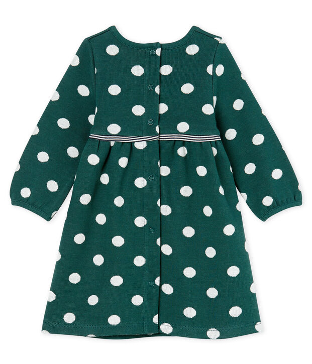 Baby Girls' Long-Sleeved Spotted Dress green/white