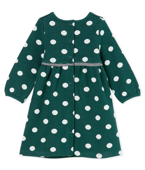 Baby Girls' Long-Sleeved Spotted Dress SOUSBOIS green/MARSHMALLOW CN white
