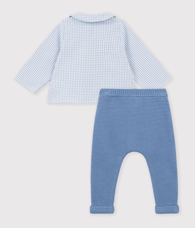 Babies' outfit in cotton with embroidery on the chest and a gingham print multicolor