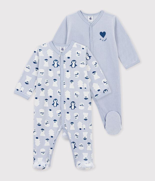 Pack of printed velour pyjamas for babies multicolor