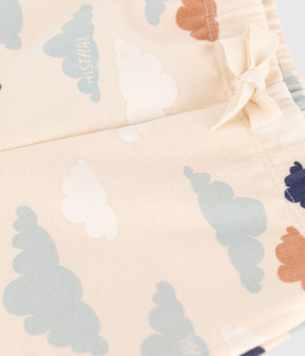 Babies' Printed Fleece Trousers Ecru/multicolor