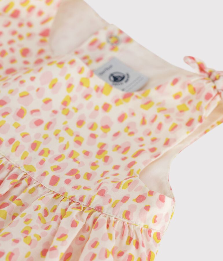 Babies' sleeveless printed cotton dress white/multicolor