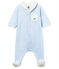 Baby boys' pinstriped velour bodyjama FRAICHEUR blue/ECUME white