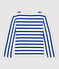 Women's Fine Breton Top. MARSHMALLOW white/SURF blue