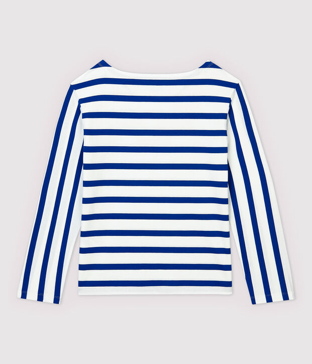 Women's Fine Breton Top. white/blue