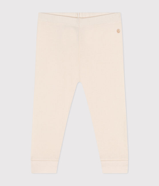 Babies' plain cotton leggings AVALANCHE Ecru
