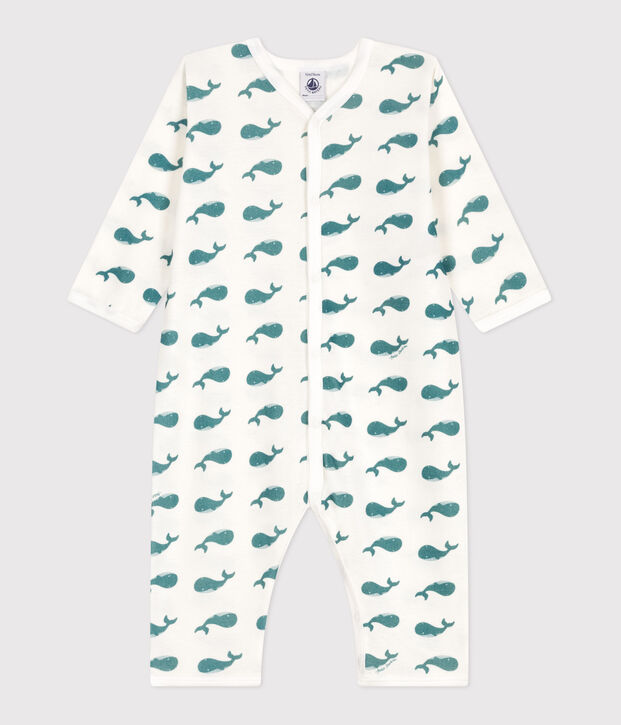 Baby cotton pajamas without whale feet green/green