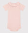 Babies' Short-Sleeved Cotton Bodysuit With Ruffle Collar SALINE pink