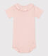Babies' Short-Sleeved Cotton Bodysuit With Ruffle Collar