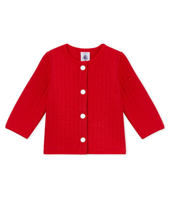 Baby girls' cardigan in quilted tube knit TERKUIT red