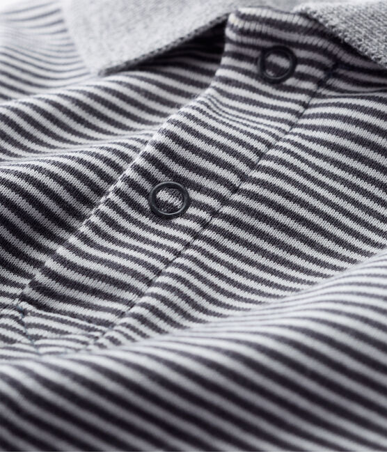 Baby boy's polo neck milleraies body MAKI grey/MARSHMALLOW white