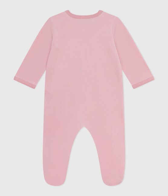 Babies' plain velour pyjama suit CHARME pink